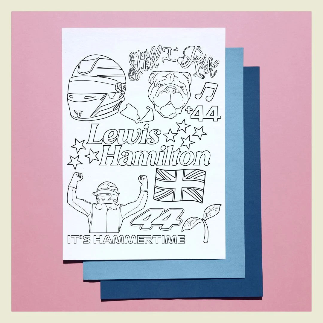 Lewis Hamilton Formula 1 Colouring Sheet