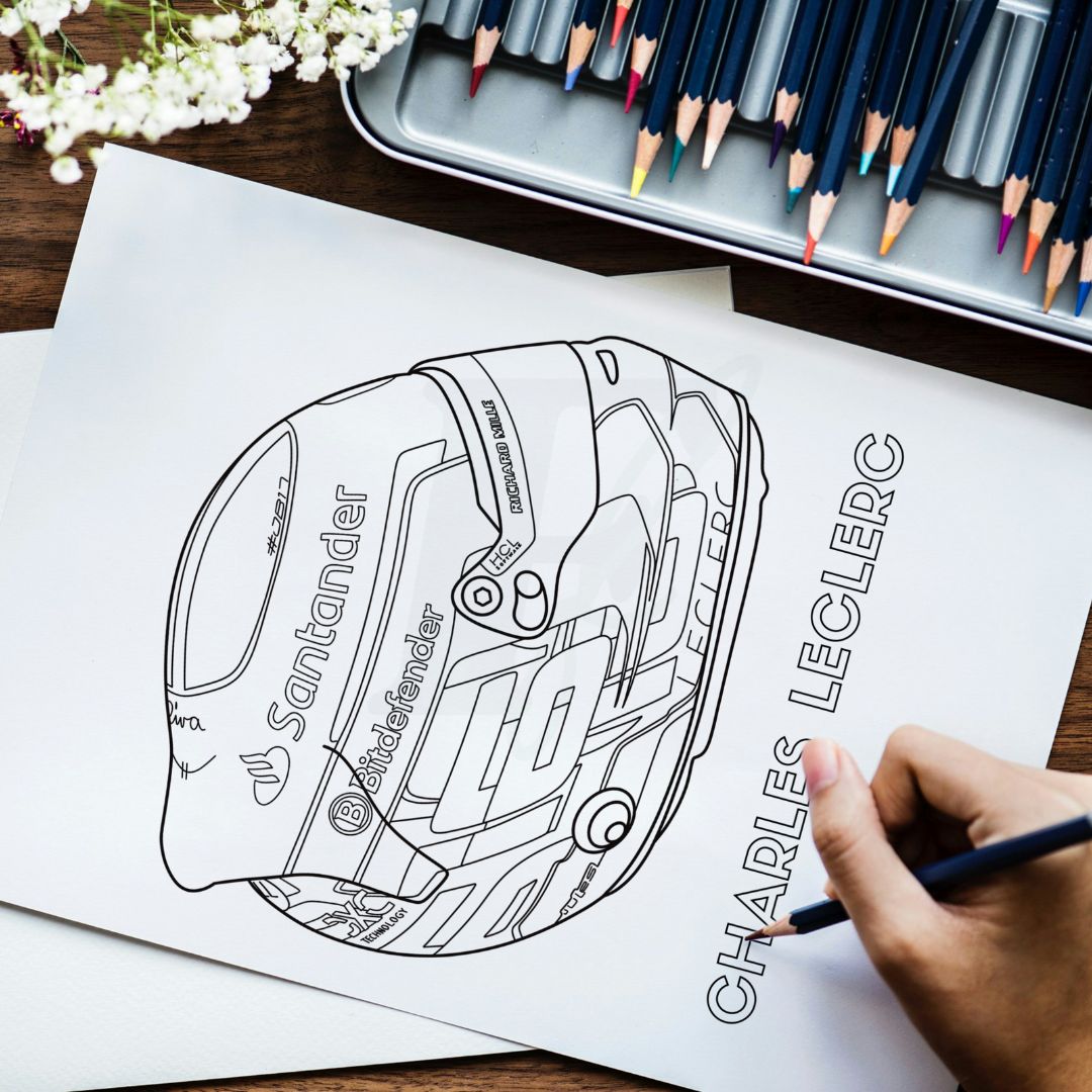 Formula 1 2024 Driver Helmets Colouring Book Digital Download