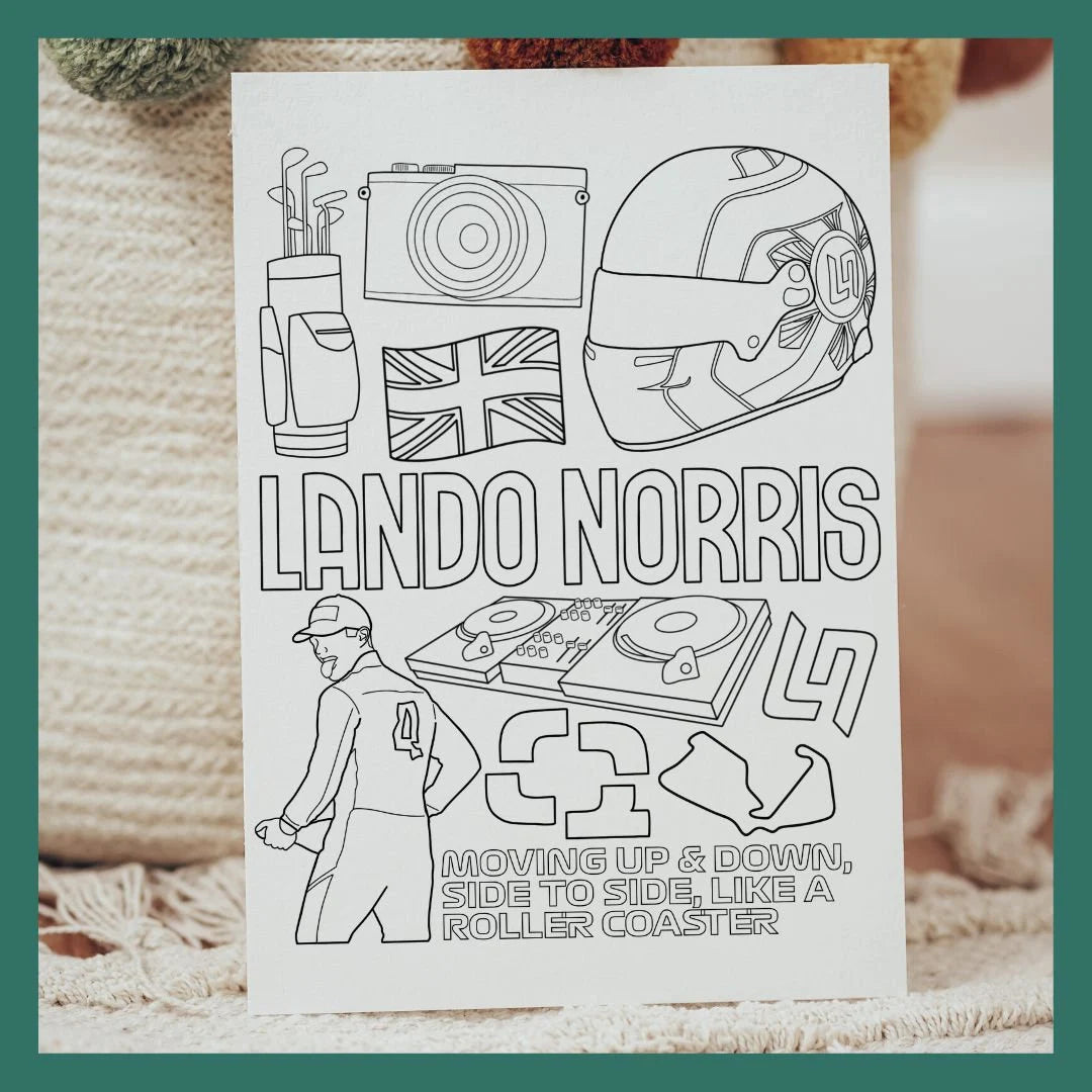 Lando Norris Formula 1 Colouring Sheet